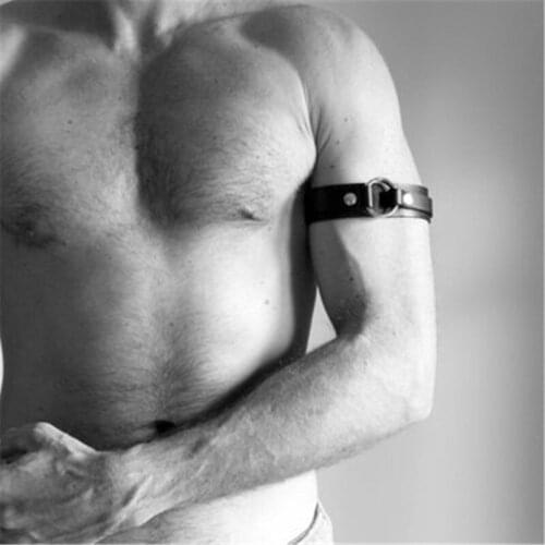 Fetish Gay Arm Harness PU Leather Men BDSM Bondage Gay Body Harness Belts Strap Punk Rave Accessories for Adults Sex Games