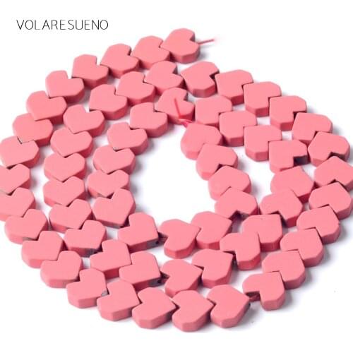 Natural Stone Rose Red Hematite Stone Rubber Love Heart Shape Beads For Jewelry Making 8mm Space Loose Beads Diy Bracelet 15"