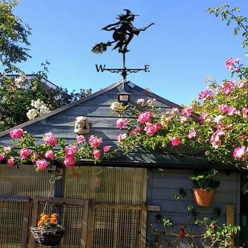 Weathervane with Witch Decor Ornament Wind Vane Roof Weather Vanes for Roofs Weathervane