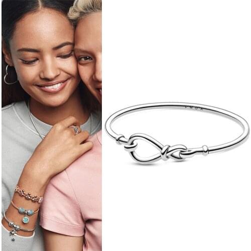 New 925 брелок Silver Pan Bracelet Eternal Symbol Flower Knot Chain Pan Bracelet Fit European Charm Bracelets Women Jewelry