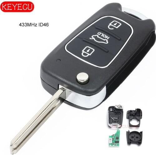 KEYECU Upgraded Flip Remote Car Key Fob 433MHz ID46 for 2011 2012 2013 2014 Kia Carens