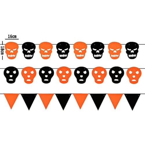 About 3M Halloween Non-Woven Pull Flower Letter Pull Flag Pumpkin Witch Ghost Spider Bat Hanging Flag Decorations Party Supplies