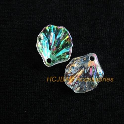 80Pcs Clear AB Acrylic Leaves Petalage Flower Charms Pendants 15x17mm