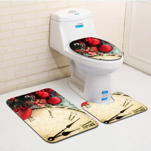 Christmas Gift Printed 3Pcs Mats For Bathroom And Toilet Non-slip Microfiber Floor Mats Bathroom Rugs Door Mats Toilet Bath Mat