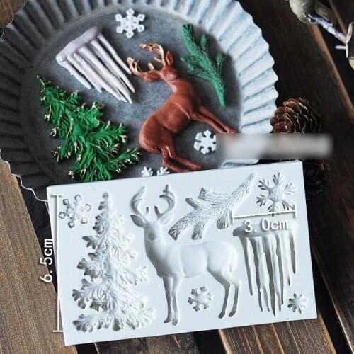 Silicone Molds Christmas Series Frosting Silicone Mold Chocolate Mould Rubber PRZY Reindeer Christmas Tree Snowflake 001
