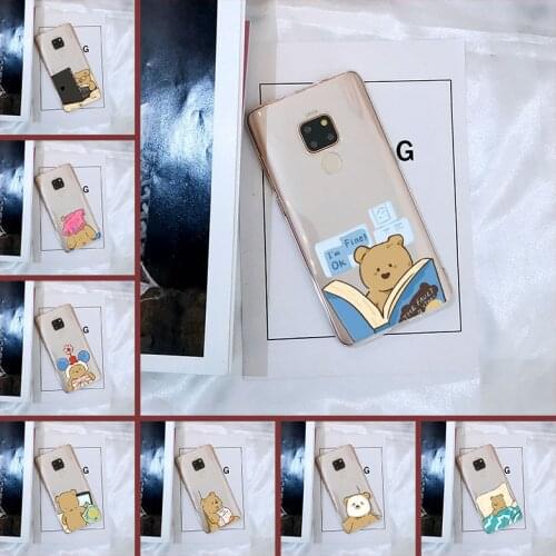 Phone Case Silicone For Huawei Mate 20 10 9 Pro Cute Bear Kawaii Cartoon Funny Soft Back Cover For Huawei Mate 7 8 9 10 20 Lite