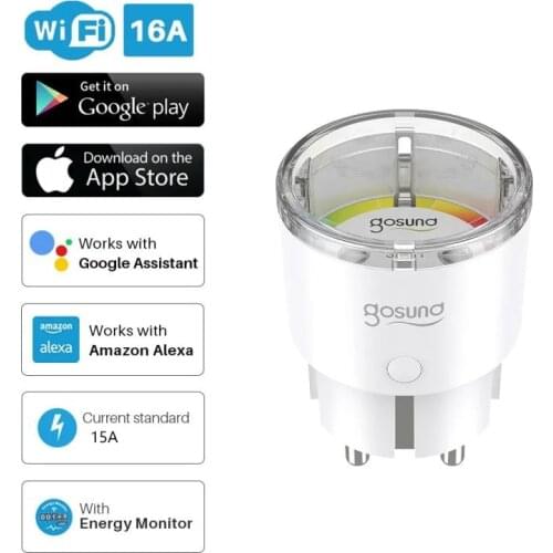Gosund Tuya WiFi Smart Plug EU 15A 220V Adapter Power Monitor Timer Socket Wireless Remote Voice Control For Alexa Google Home