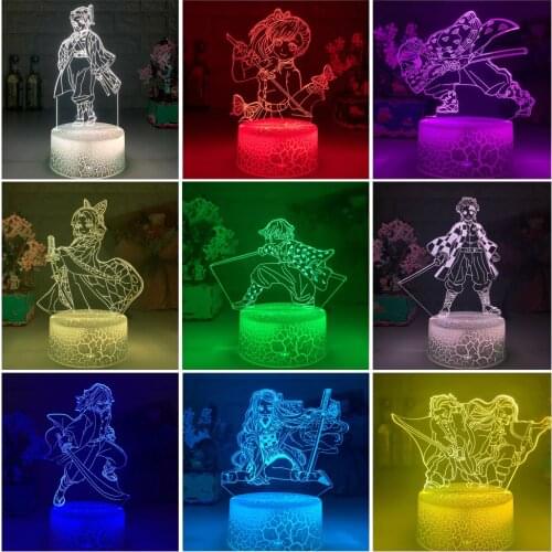 7Color 3D Led Night Light Anime Demon Slayer Agatsuma Zenitsu Figure for Kid Child Bedroom Decor Cool Kimetsu No Yaiba Lamp Gift