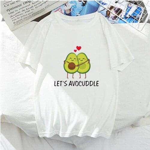 Y2k Tops Summer New Fashion Lovers T Shirt LETS AVOCUDDLE Kawaii Print Short Sleeve Woman Tshirts