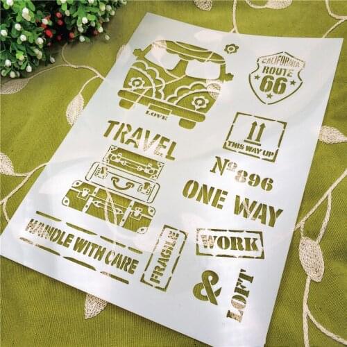 21*29.5cm bus stop scrapbook stencils spray plastic mold shield DIY cake hollow Embellishment printing lace ruler Easter