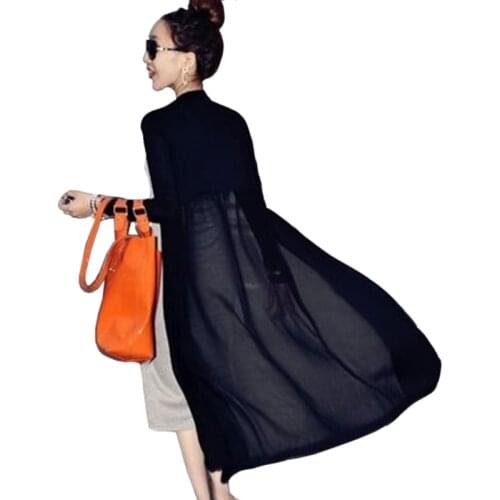 Long Trench Coat Female Summer Autumn Women Thin Trench Cardigan Coat Long Sleeve Casual Outwear Sun Protection Clothing Shawl