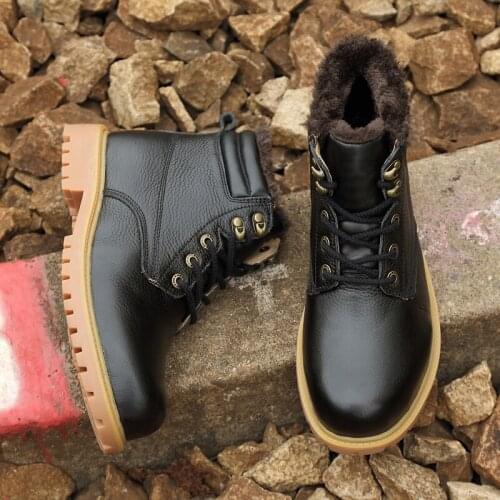 Trend Winter Mens Hiking Shoes Waterproof Tactical Boots Wear-Resistance Men Tactical Boots Plush Keep Warm Hiking Boots 37-48