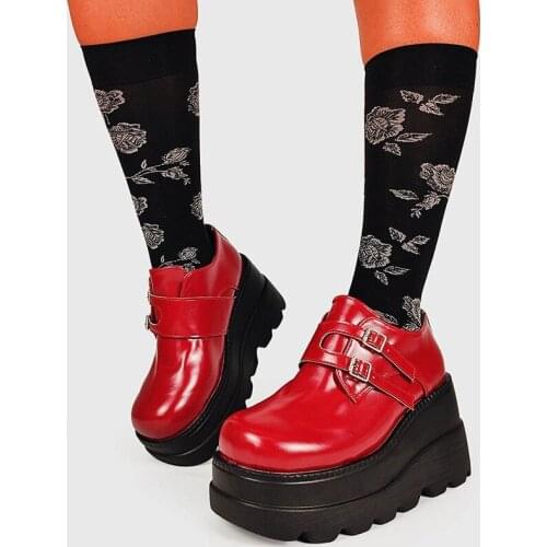 New Buckle Solid Casual Pumps Women Cool Chunky Spring Autumn Pumps Ladies Brand Design High Wedges Platform Shoes