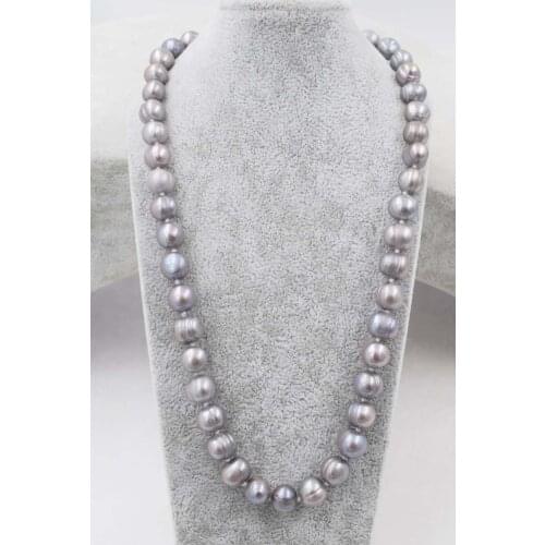 Wow! freshwater pearl gray near round 9-10mm necklace 17" nature FPPJ wholesale beads