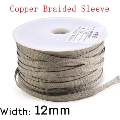 Width 12mm Tinned Copper Braided Cable Sleeve Anti Interference Wire Wrap Signal Shield Protector Audio Line Screen Metal Sheath