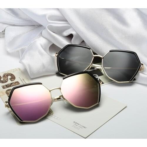 UV400 Protection Women Fashion Metal Polygon Custom Wholesale Sunglasses Newest 2021 Sun Glasses AS026