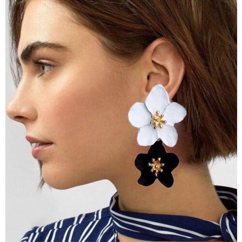 2021 New Design Fashion Jewelry Big Double Flower Mixed Color Earrings For Women Summer Style Party Wedding Exaggerated Earrings