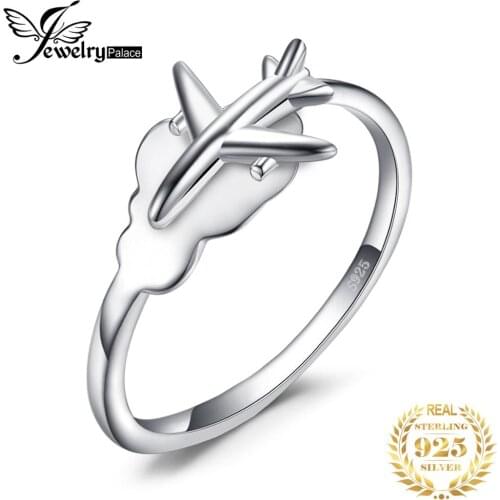 JewelryPalace Global Airplane Ring 925 Sterling Silver Rings for Women Open Stackable Rings Silver 925 Jewelry Fine Jewelry