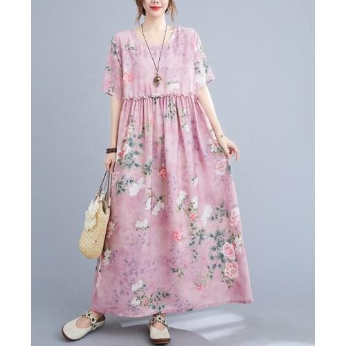 Print Floral Vintage Chiffon Dress Edible Tree Fungus Patchwork Fashion Women Summer Dress Holiday Travel Casual Beach Dress