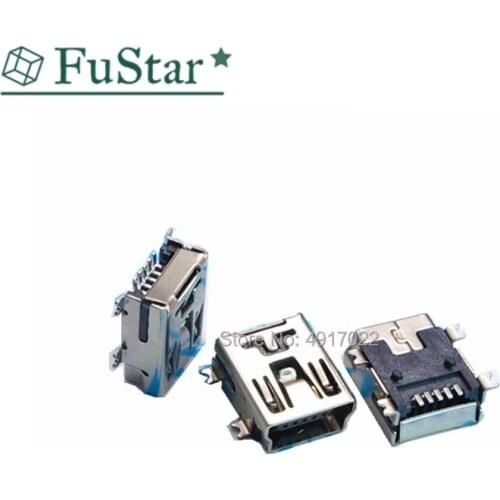10pcs G34Y Mini USB 5pin Female Socket Connector 4foot for Tail Charging Mobile Phone Sale at a Loss