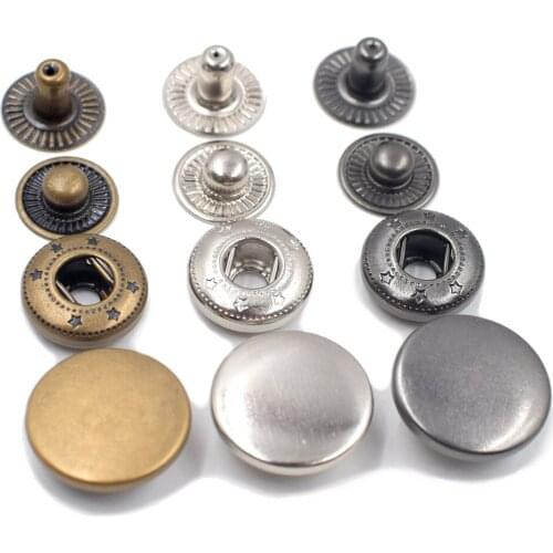 100sets brass S-Spring pression buttons without tools ,metal snaps fastener DIY bulk accessories