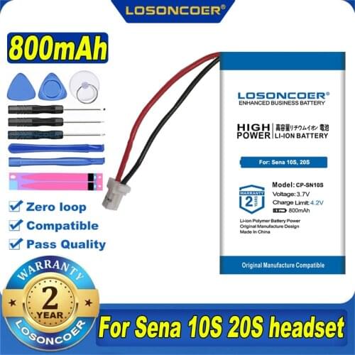 100% Original LOSONCOER 800mAh Battery For Sena 10S 20S headset