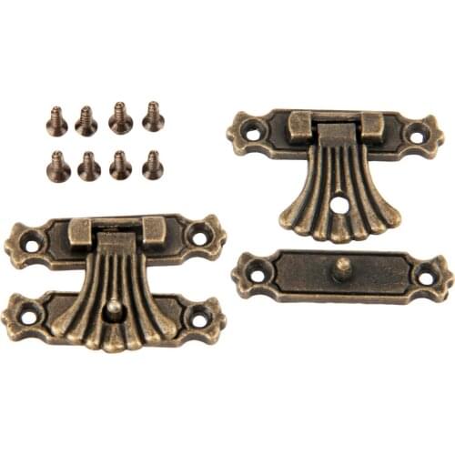 2pcs Antique Bronze Hasp Latch Jewelry Wooden Box Mini Cabinet Buckle Lock Decorative 37*27mm