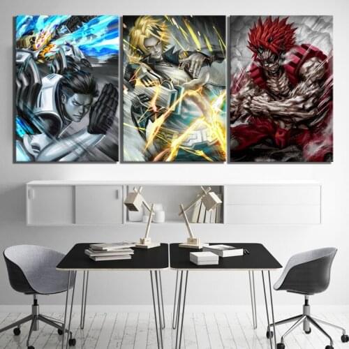 Prints Poster Wall Art Modular 3 Pcs Anime Boys My Hero Academia Canvas Pictures Abstract Painting Home Living Room Decoration