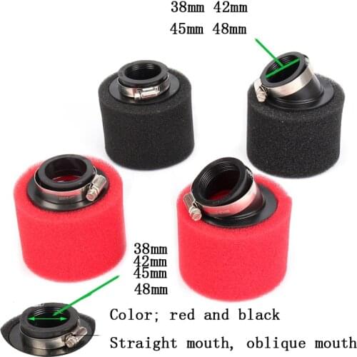 38mm 42mm 45mm 48mm ATV PIT DIRT BIKE 45 Degree ANGLED FOAM Air Filter Pod Cleaner 110cc 125cc RED CRF50 XR50 CRF
