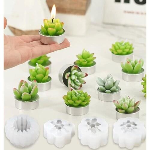 4 Pcs Succulents Cactus Epoxy Resin Mold Home Decorations Silicone Mould DIY Crafts Candle Wax Soap Clay Casting Tools
