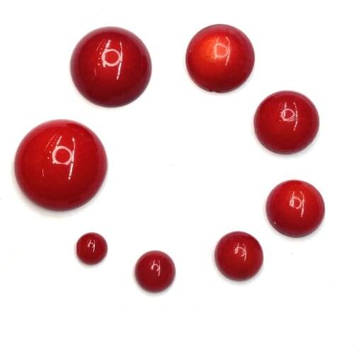 5pcs/bag Artificial Coral Cabochon Red Oval Round Non-porous Beads DIY Handmade Jewelry Necklace Bracelet Accessory Size 3-14 Mm