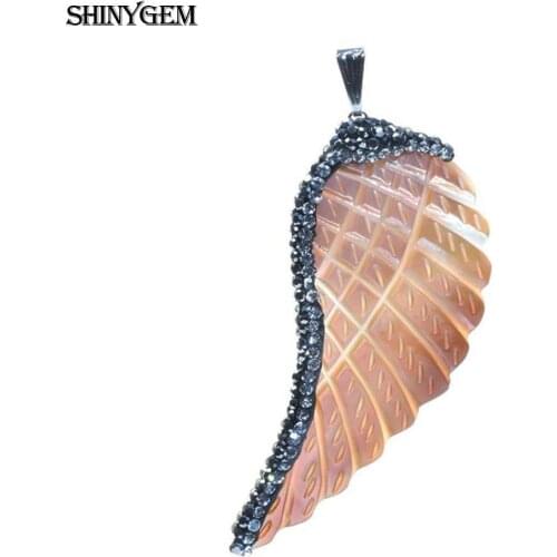 5Pcs Multicolor Angels Wings Natural Shape Shell Pendants For DIY Necklace Jewelry Making Micro Inlay Zircon Shell Earrings