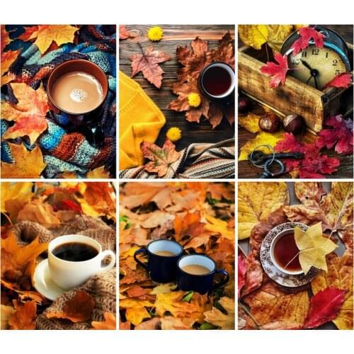 5D Diamond Painting Kits Embroidery Coffee Full Round With AB Drill Landscape Cross Stitch Mosaic Rhinestone Art Home Decor Gift