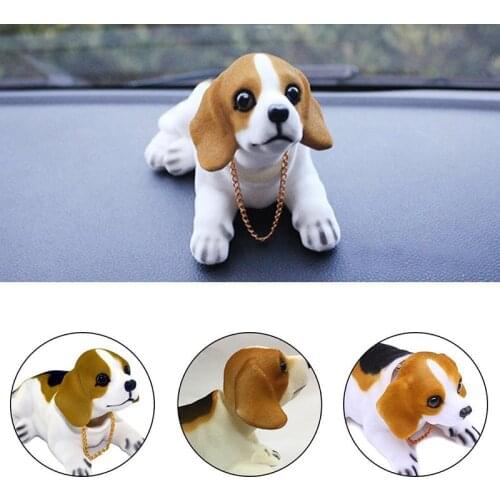 Car Ornament Resin Sheaking Head Beagle Dog Lovely Car Plush Puppy Accessories Nodding Cushion Doll Decoration Dashboard M1O4