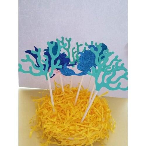 Glitter mermaid under the sea birthday ocean wedding cupcake toppers baby shower engagement doughnut food treats toothpicks