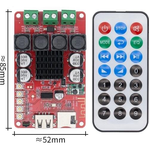 TPA3116 Bluetooth Receiver Amplifier Audio Board Digital U Disk TF Decoding With Remote 2X50W 2*50W Amplificador