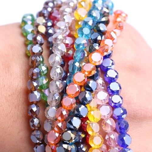 8MM 70PCS/LOT Bread Beads AB Color Glass Crystal Beads Craft Material Make Bracelets Handmade Beaded Jewelry Spacer Pick Color