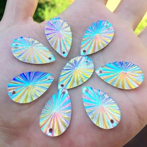DIY 20pcs 16X27mm white 3D Perfect Surface Resin Rhinestone For Sew On Dance Costumes Bag Shoes Jewelry Accessory -B140