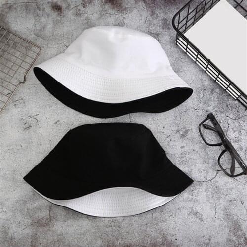 Double Side Women Bucket Hat Fashion Solid Men Women Summer Bucket Cap Foldable Wide Brim Hip Hop Hat Fisherman Hats