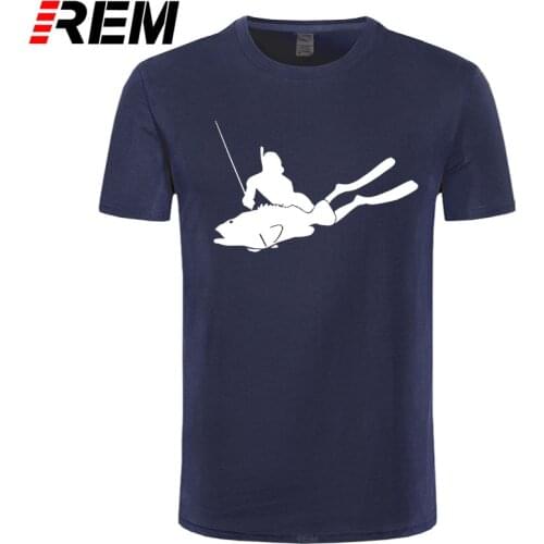 REM Spearfishing Spear FISH Fishing Diver Fun T Shirt Casual Cotton Summer Short Sleeve Funny T-shirt Mans Tshirt Men Clothing