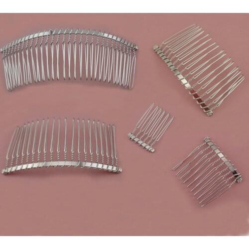 Silver finish Metal hair combs accessories for DIY diadems crowns hair side comb slides wedding Handmade bridal hair jewelry