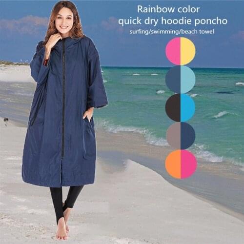 2021 Hot Sale Beach Windproof Warm Dress Waterproof Hooded Shirt Raincoad Wet Suit Dry Clothes Tape Microfiber Towel Lining