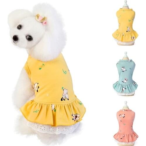 Cotton Cat Dog Dress Skirt Summer Print Pet Clothes for Small Dogs Yorkies Chihuahua Dresses Puppy Clothing cachorro roupa