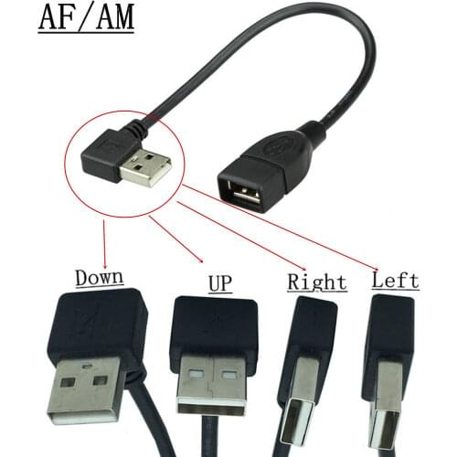 Up & Down & Left & Right Angle USB 2.0 A Male to Female 90 Angled Extension Adaptor Cable USB2.0 male to female Cable 0.25m