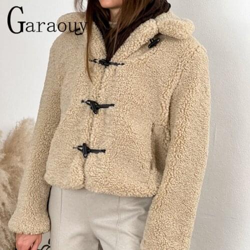 Garaouy 2021 Za Faux Fur Jacket Coats Women Autumn Winter Coat Harajuku Short Warm Fuzzy Lambswool Outwear Female Overcoats Tops