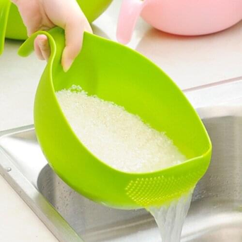 Kitchen Rice Bowl Plastic Fruit Bowl Thick Drain Basket with Handle Washing Basket for Home Kitchen Supplies High Quality