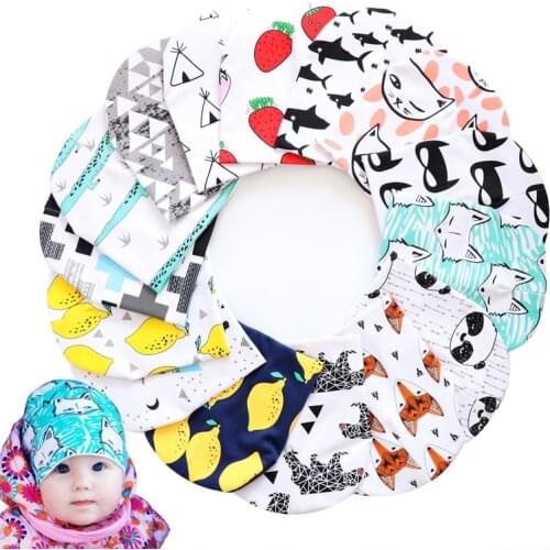 Cute Cartoon Print Baby Hats Cotton Knitted Hat Baby Caps for Boys Girls Spring Autumn Winter Hats Infant Girl Newborn Beanie