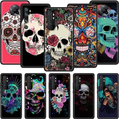 Soft Case for Xiaomi Mi 11 Poco X3 NFC F2 9T 9 Lite 10T 10 Lite 5G Note 10 Pro CC9 CC9E TPU Phone Cover Flower Skull Shell Capa