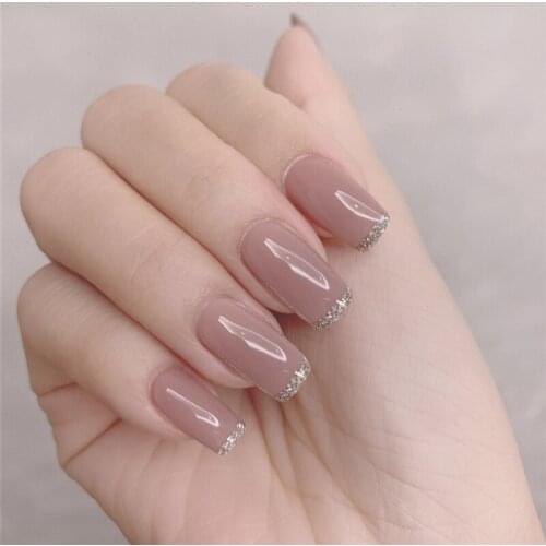 24Pcs/Box Detachable Fake Nails French Manicure Design Artificial Nails With Glue For Girls