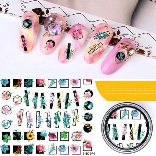 Newest Z-D3594 flower pattern 3D nail sticker back glue nail decals Japan Korea type DIY decoration for nail wraps